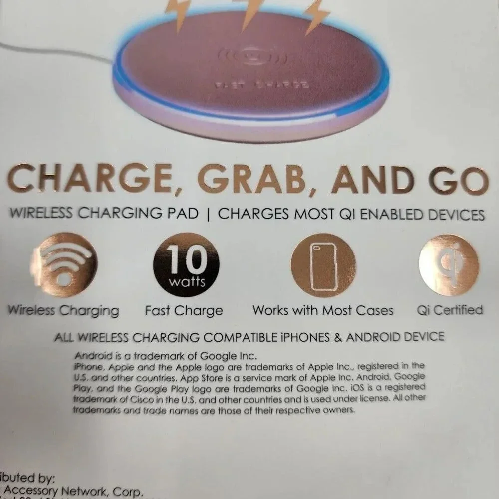 Gabba Goods Rapid Charge Wireless Pad For Charging Smartphones Rose Gold‎